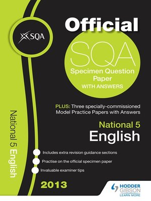 cover image of SQA Specimen Paper 2013 National 5 English & Hodder Gibson Model Papers